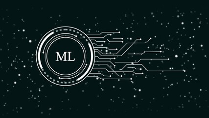 Wall Mural - Machine Learning A I Technology Concept Futuristic H U D Circle Data Processing Network Connections Abstract Digital Background