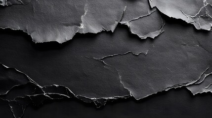 Wall Mural - Torn dark paper texture reveals layered depth and rough edges.