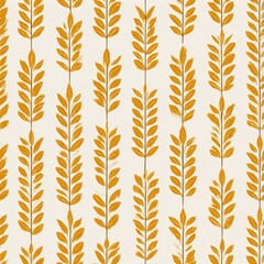 Wall Mural - Simple Autumn Pattern with Stylized Leaves on Flat Background