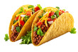 © Robiul - Two crispy beef tacos filled with fresh vegetables and cheese, traditional Mexican cuisine on white background