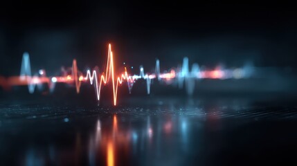 Wall Mural - Abstract Medical Glowing Waveform Display with Rhythmic Patterns
