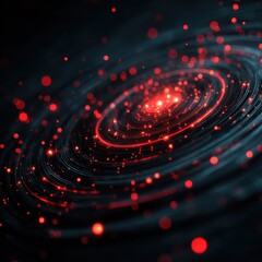 Wall Mural - Abstract Background of Glowing Red Circles on Dark Sonic Screen