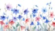 © Songsak - adorable watercolor bluebells flowers, pastel tones, white background