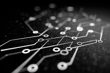 Circuit patterns and designs on a dark background showcasing modern technology and innovation in electronics development