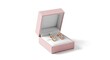 © MDAHASANUR - Elegant pink jewelry box with sparkling earrings inside isolated on white background
