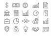 © IsarStudio - Business and finance line icon set. Vector symbols for banking, investment, and money management. Includes chart, graph, dollar, payment, and analysis icons for web and mobile.