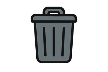 Wall Mural - Trash icon symbol for delete and remove action, trendy filled line style vector, modern UI design element for apps, logos, web interfaces, isolated on white background