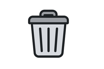 Wall Mural - Trash bin icon symbol for delete or remove, trendy filled line style graphic for website design, app UI, and logo, isolated on white background, vector illustration in EPS format