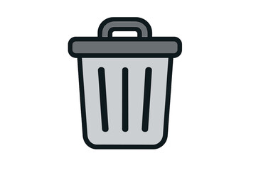 Wall Mural - Modern trash bin icon symbolizing delete or remove action, trendy filled line style design for web, app, UI, logo, isolated vector illustration on white background