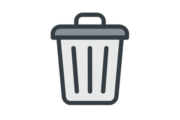 Wall Mural - Trash bin icon, delete symbol, remove button, modern filled line style, web design, app interface, UI element, isolated on white background, vector illustration