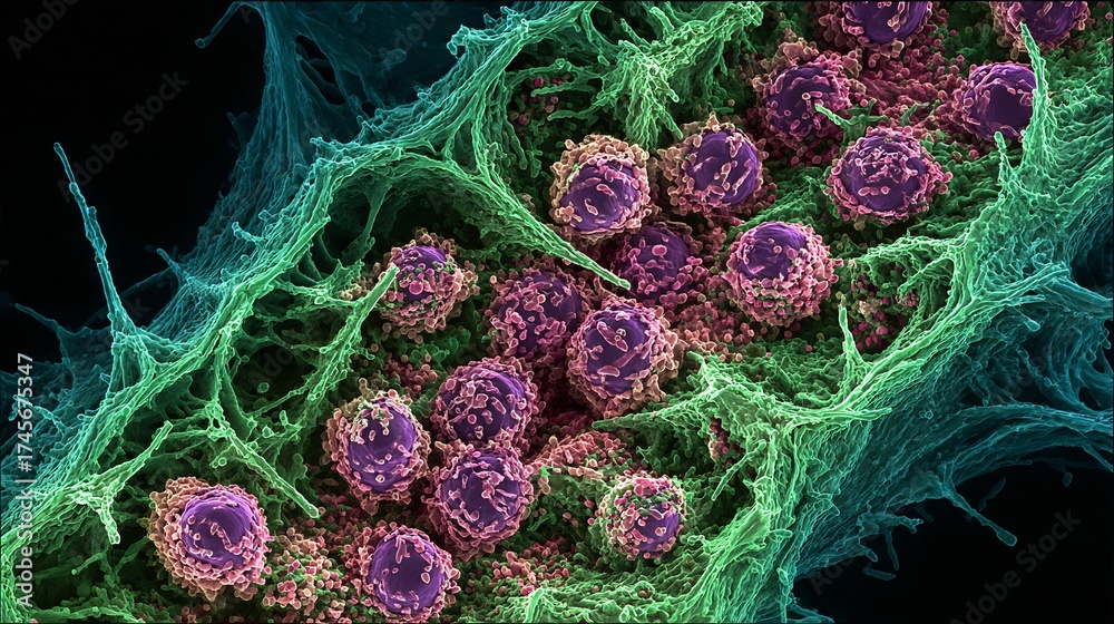 Foto de Stock 3d microscopy of esophageal cancer cells invading ...