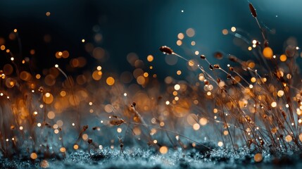 Wall Mural - Shimmering Digital Particles in Out of Focus Field of Grass