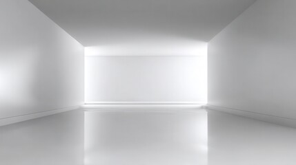 Wall Mural - Spacious, Bright, Empty Room with Polished White Walls and Floor