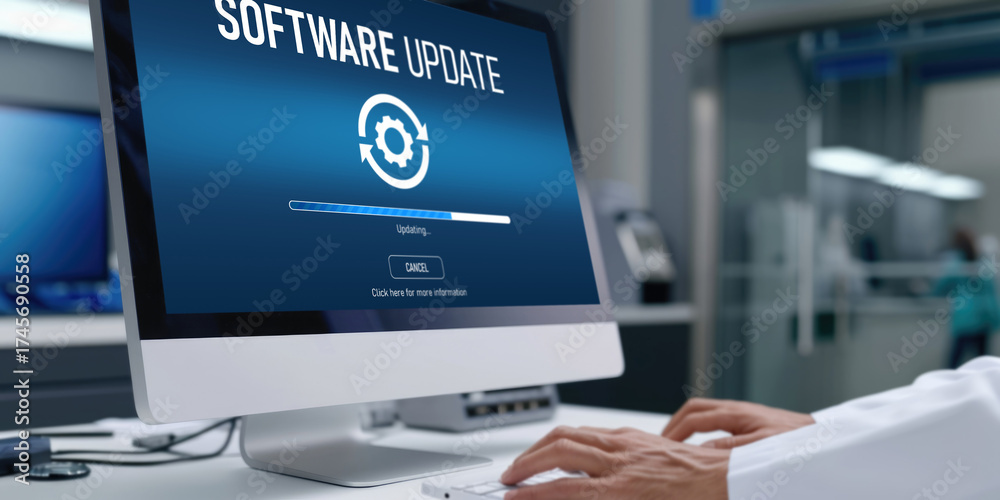Software update on computer for brisk version of device software ...