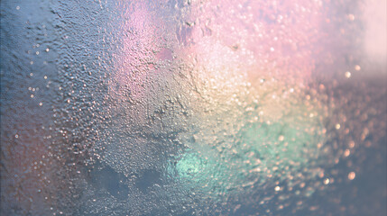 Wall Mural - Close-up of colorful condensation on a glass surface creating a soft, dreamy effect.