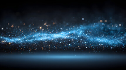 Wall Mural - An ethereal galaxy with shimmering blue and gold stars, creating a mesmerizing cosmic scene.