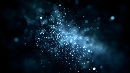 Wall Mural - A mesmerizing cosmic scene showcasing shimmering blue particles in a dark abyss.