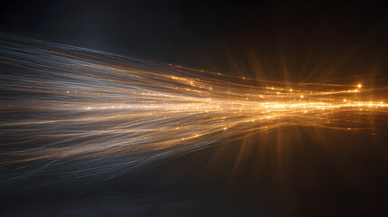 Wall Mural - Dynamic stream of blue and orange light particles creating an energetic flow.