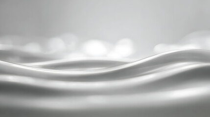 Wall Mural - Abstract close-up of smooth, flowing white liquid creating gentle waves with a soft, serene atmosphere.