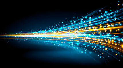 Wall Mural - Vibrant abstract light trails in blue and orange showcasing dynamic movement and energy.