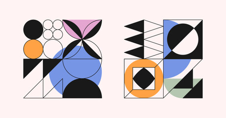 Wall Mural - abstract modular pattern designs.bold geometric compositions with simple shapes and forms.trendy swi