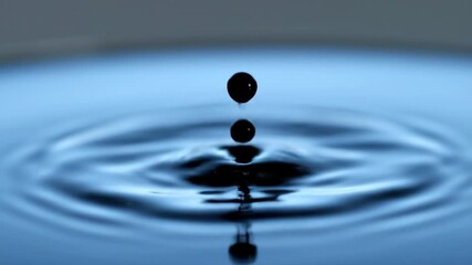 Wall Mural - pristine individual black ink droplets falling with perfect rhythm onto a calm liquid surface, creat