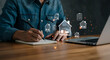 © BAPJAN IT - Person meticulously planning future home investments and real estate ventures, leveraging digital insights and strategic property management tools for optimal growth