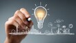 © Johannes - hand drawing creative business strategy with light bulb as concept no logos no brands ar 169