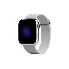 Modern smartwatch with silver band isolated on transparent background