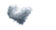 © Shutter Wisp - A fluffy white and gray cloud shaped like a heart floating against a clean white background with copy space