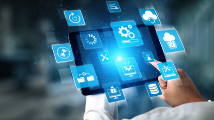 Wall Mural - The concept of a software update ensures system security and performance. This maintenance process is vital for applying patches, improving the entire software update cycle. Gist