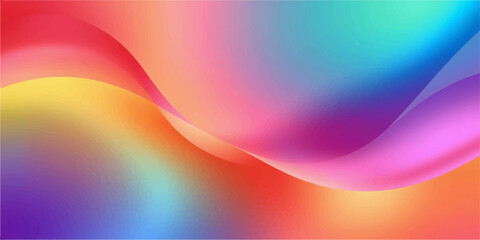 Wall Mural - An abstract digital illustration of a colorful rainbow wave pattern with a smooth, flowing light curve design backdrop