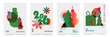 © loli - Stylish Christmas and New Year 2026 Set of greeting cards, posters,holiday covers, backgrounds with geometric shapes in modern minimalist style. Templates with typography, for web, social media, print