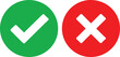 © MstNilufa - Green Check Mark and Red Cross Icons on White Background correct incorrect
