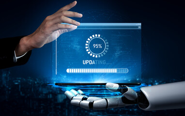 Wall Mural - AI accelerates knowledge growth with smart training tools, virtual learning assistants, and software updates for competitive digital advantage. Vouch