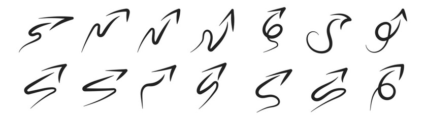 Hand drawn doodle arrow set