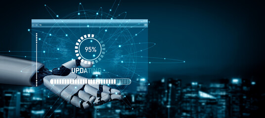 Wall Mural - AI accelerates knowledge growth with smart training tools, virtual learning assistants, and software updates for competitive digital advantage. Vouch