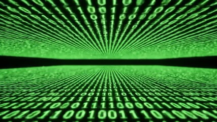 Green binary code digital data stream creating a modern tech background. Use for tech, programming concepts