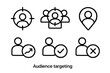 © David - Audience targeting icon set. Vector line art symbols of marketing and customer segmentation