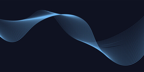 A dynamic and abstract digital design with flowing blue waveforms against a dark background,smooth, curving lines and dotted patterns that create a sense of movement and energy.