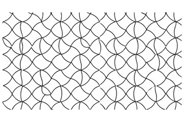 An intricate geometric pattern of interlocking curved lines forming a repeating tessellation on a transparent background, creating a netlike effect