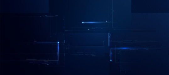 Cyber Technology With Blue line futuristic digital innovation on dark gradient background for tech event poster or presentation product business