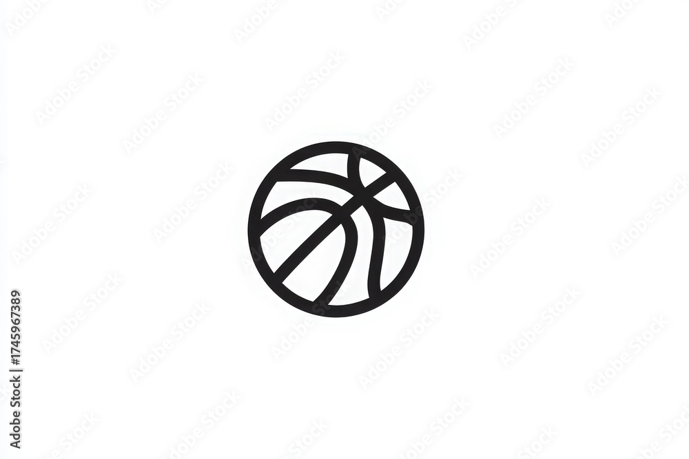A black outline of a basketball, featuring classic curves and lines. It symbolizes sports, teamwork, and competition. Ideal for banners and promotions related to basketball events.