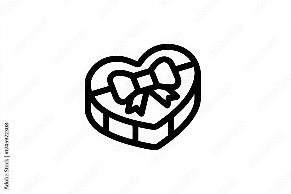 A heart-shaped gift box features a simple bow on top, ideal for giving presents during celebrations like Valentines Day or anniversaries.