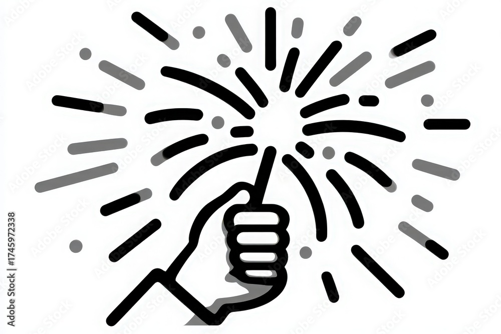 A hand holds a sparkler, producing bright, sparkling effects in the air. This scene captures the essence of joy and celebration, perfect for festive gatherings and special occasions.