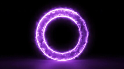 Wall Mural - A glowing purple energy ring pulsates and intensifies, showcasing a rhythmic power surge in timelapse future, loopable, effect