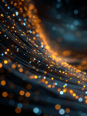 Wall Mural - Abstract Light Trails: An enchanting abstract composition of flowing, luminous trails of light and sparkling orbs, evoking a sense of energy, movement, and data streams.