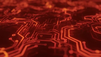 Wall Mural - Abstract geometric field of interconnected glowing lines and shapes subtly shifting and flowing in a warm red-orange seamlessly looping video science, data, modern
