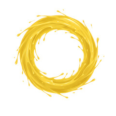 Wall Mural - Golden fluid vortex abstract splash, circular motion, liquid dynamic on isolated transparent