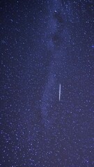Wall Mural - A mesmerizing video of a starry night sky with shooting stars, captured from a low-angle perspective, showcasing the vastness of the universe. Live mobile wallpaper.